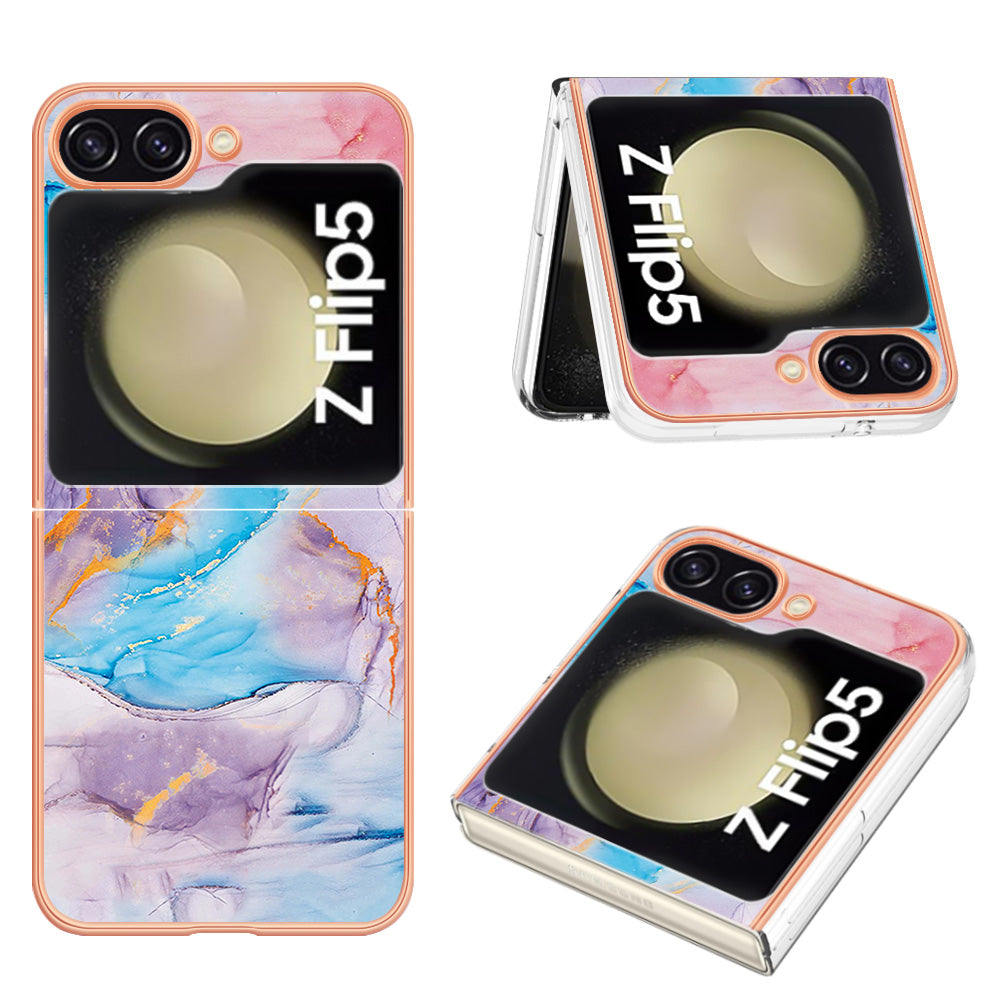 YB IMD Series-1 For Samsung Galaxy Z Flip5 5G TPU Phone Case IMD Marble Floral Pattern Electroplating Cover YB IMD Series-1 For Samsung Galaxy Z Flip5 5G TPU Phone Case IMD Marble Floral Pattern Electroplating Cover